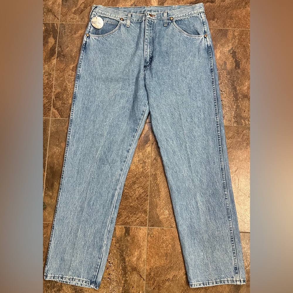 Vintage Wrangler Riata Light Wash Jeans USA NOS Leather Patch 38X32